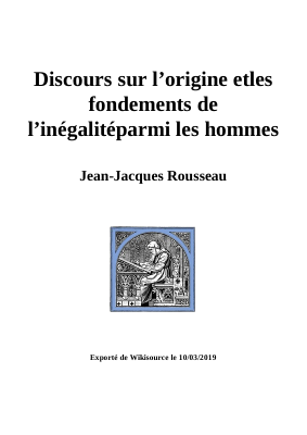 Couverture de Rousseau - Discours sur l'origine et les fondements de l'inégalité parmi les hommes